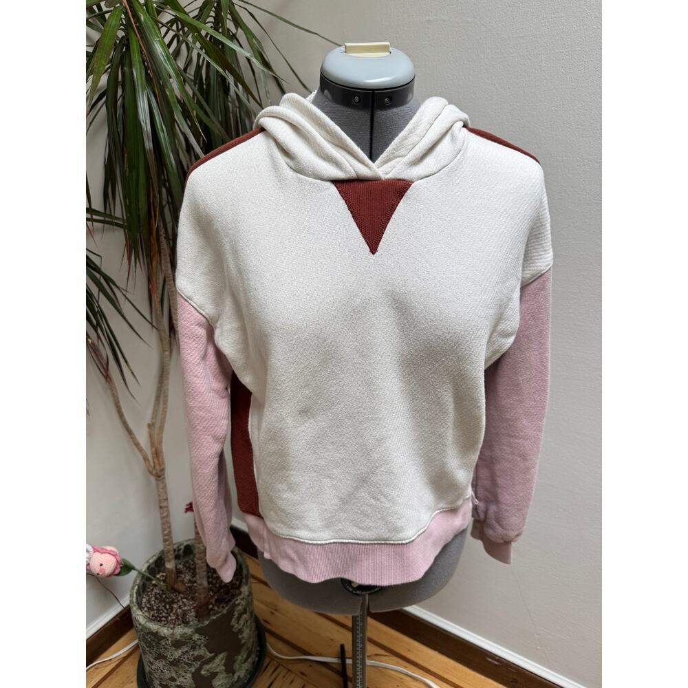 Madewell MWL Colorblock Knit Hoodie - Terracotta/Pink/Cream - Size S